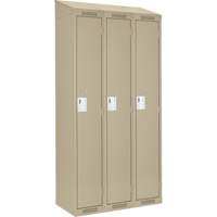 Anthony Steel Mfg. CL-S-3-18X18X72-ST_A123 Clean Line Lockers, Bank of 3, 54" x 18" x 78", Steel, Beige, Rivet (Assembled)