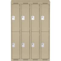 Anthony Steel Mfg. CL-D-4-12X12X72-ST_A123 Clean Line Lockers, 2 -tier, Bank of 4, 48" x 12" x 78", Steel, Beige, Rivet (Assembled)