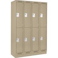 Anthony Steel Mfg. CL-D-4-12X18X72-RB_A123 Clean Line Lockers, 2 -tier, Bank of 4, 48" x 18" x 76", Steel, Beige, Rivet (Assembled)