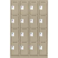 Anthony Steel Mfg. CL-Q-4-12X15X72-RB_A123 Casiers Clean Line, 4 niveaux, Bloc de 4, 48" x 15" x 76", Acier, Beige, Rivet (assembl&eacute;)
