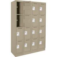 Anthony Steel Mfg. CL-Q-4-12X15X72-RB_A123 Casiers Clean Line, 4 niveaux, Bloc de 4, 48" x 15" x 76", Acier, Beige, Rivet (assembl&eacute;)