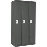 Anthony Steel Mfg. CL-S-3-12X12X72_A127 Clean Line Lockers, Bank of 3, 36" x 12" x 72", Steel, Charcoal, Rivet (Assembled)