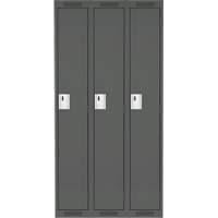Anthony Steel Mfg. CL-S-3-12X12X72_A127 Clean Line Lockers, Bank of 3, 36" x 12" x 72", Steel, Charcoal, Rivet (Assembled)