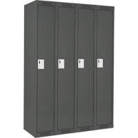 Anthony Steel Mfg. CL-S-4-18X18X72_A127 Clean Line Lockers, Bank of 4, 72" x 18" x 72", Steel, Charcoal, Rivet (Assembled)