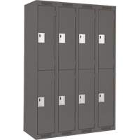 Anthony Steel Mfg. CL-D-4-12X18X72_A127 Clean Line Lockers, 2 -tier, Bank of 4, 48" x 18" x 72", Steel, Charcoal, Rivet (Assembled)