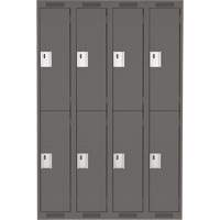 Anthony Steel Mfg. CL-D-4-12X18X72_A127 Clean Line Lockers, 2 -tier, Bank of 4, 48" x 18" x 72", Steel, Charcoal, Rivet (Assembled)