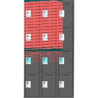 Anthony Steel Mfg. CL-Q-3-12X12X72_A127 Clean Line Lockers, 4 -tier, Bank of 3, 36" x 12" x 72", Steel, Charcoal, Rivet (Assembled)