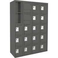 Anthony Steel Mfg. CL-5T-4-12X12X72_A127 Assembled Clean Line Personal Effects Lockers, 5 -tier, Bank of 4, 12" x 72" x 48", Steel