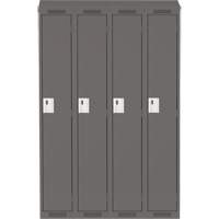 Anthony Steel Mfg. CL-S-4-12X12X72-ST_A127 Clean Line Lockers, Bank of 4, 48" x 12" x 78", Steel, Charcoal, Rivet (Assembled)