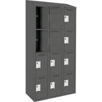 Anthony Steel Mfg. CL-Q-3-12X18X72-ST_A127 Clean Line Lockers, 4 -tier, Bank of 3, 36" x 18" x 78", Steel, Charcoal, Rivet (Assembled)
