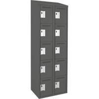Anthony Steel Mfg. CL-5T-2-121272-ST_A127 Assembled Clean Line Personal Effects Lockers, 5 -tier, Bank of 2, 12" x 78" x 24", Steel