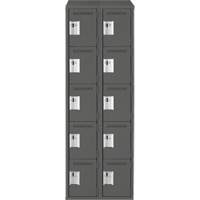 Anthony Steel Mfg. CL-5T-2-121272-ST_A127 Assembled Clean Line Personal Effects Lockers, 5 -tier, Bank of 2, 12" x 78" x 24", Steel