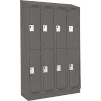 Anthony Steel Mfg. CL-D4-12X18X72RBST_A127 Casiers Clean Line, 2 niveaux, Bloc de 4, 48" x 18" x 82", Acier, Charbon, Rivet (assembl&eacute;)