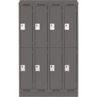 Anthony Steel Mfg. CL-D4-12X18X72RBST_A127 Casiers Clean Line, 2 niveaux, Bloc de 4, 48" x 18" x 82", Acier, Charbon, Rivet (assembl&eacute;)