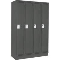 Anthony Steel Mfg. CL-S-4-12X15X72-RB_A127 Clean Line Lockers, Bank of 4, 48" x 15" x 76", Steel, Charcoal, Rivet (Assembled)