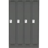 Anthony Steel Mfg. CL-S-4-12X15X72-RB_A127 Clean Line Lockers, Bank of 4, 48" x 15" x 76", Steel, Charcoal, Rivet (Assembled)