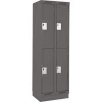 Anthony Steel Mfg. CL-D-2-12X18X72-RB_A127 Clean Line Lockers, 2 -tier, Bank of 2, 24" x 18" x 76", Steel, Charcoal, Rivet (Assembled)