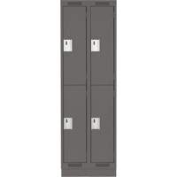 Anthony Steel Mfg. CL-D-2-12X18X72-RB_A127 Clean Line Lockers, 2 -tier, Bank of 2, 24" x 18" x 76", Steel, Charcoal, Rivet (Assembled)
