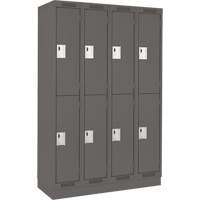 Anthony Steel Mfg. CL-D-4-12X12X72-RB_A127 Clean Line Lockers, 2 -tier, Bank of 4, 48" x 12" x 76", Steel, Charcoal, Rivet (Assembled)