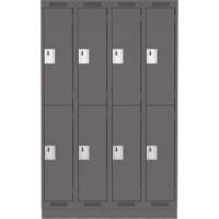 Anthony Steel Mfg. CL-D-4-12X12X72-RB_A127 Clean Line Lockers, 2 -tier, Bank of 4, 48" x 12" x 76", Steel, Charcoal, Rivet (Assembled)