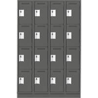 Anthony Steel Mfg. CL-Q-4-12X18X72-RB_A127 Clean Line Lockers, 4 -tier, Bank of 4, 48" x 18" x 76", Steel, Charcoal, Rivet (Assembled)