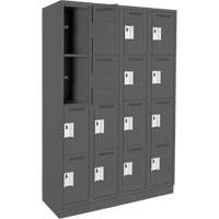 Anthony Steel Mfg. CL-Q-4-12X18X72-RB_A127 Clean Line Lockers, 4 -tier, Bank of 4, 48" x 18" x 76", Steel, Charcoal, Rivet (Assembled)