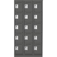 Anthony Steel Mfg. CL-5T-3-121572-RB_A127 Casiers &agrave; effets personnels et assembl&eacute;s Clean Line, 5 niveaux, Bloc de 3, 15" x 76" x 36", Acier