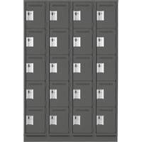 Anthony Steel Mfg. CL-5T-4-121272-RB_A127 Casiers &agrave; effets personnels et assembl&eacute;s Clean Line, 5 niveaux, Bloc de 4, 12" x 76" x 48", Acier