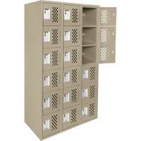 Anthony Steel Mfg. CL-L-3-121872-PERF_A123 Assembled Lockerettes Clean Line Perforated Economy Lockers, 6 -tier, Bank of 3, 18" x 72" x 12", Steel