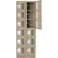 Anthony Steel Mfg. CLL2-121872-RB-PER_A123 Assembled Lockerettes Clean Line Perforated Economy Lockers, 6 -tier, Bank of 2, 18" x 72" x 12", Steel