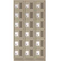 Anthony Steel Mfg. CLL3-121272-RB-PER_A123 Clean-Line Perforated Lockerette, 6 -tier, Bank of 3, 12" x 72" x 12", Steel
