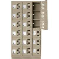 Anthony Steel Mfg. CLL3-121272-RB-PER_A123 Clean-Line Perforated Lockerette, 6 -tier, Bank of 3, 12" x 72" x 12", Steel