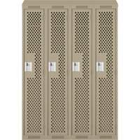 Anthony Steel Mfg. CLS4-121272-ST-PER_A123 Casiers Clean Line, Bloc de 4, 48" x 12" x 78", Acier, Beige, Rivet (assembl&eacute;), Perfor&eacute;