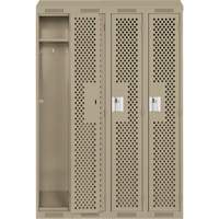 Anthony Steel Mfg. CLS4-121272-ST-PER_A123 Casiers Clean Line, Bloc de 4, 48" x 12" x 78", Acier, Beige, Rivet (assembl&eacute;), Perfor&eacute;