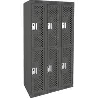 Anthony Steel Mfg. CL-D-3-121872-PERF_A127 Casiers Clean Line, 2 niveaux, Bloc de 3, 36" x 18" x 72", Acier, Charbon, Rivet (assembl&eacute;), Perfor&eacute;