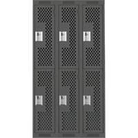 Anthony Steel Mfg. CL-D-3-121872-PERF_A127 Casiers Clean Line, 2 niveaux, Bloc de 3, 36" x 18" x 72", Acier, Charbon, Rivet (assembl&eacute;), Perfor&eacute;
