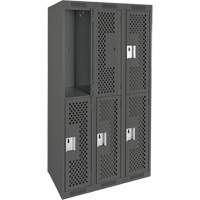 Anthony Steel Mfg. CL-D-3-121872-PERF_A127 Casiers Clean Line, 2 niveaux, Bloc de 3, 36" x 18" x 72", Acier, Charbon, Rivet (assembl&eacute;), Perfor&eacute;
