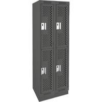 Anthony Steel Mfg. CLD2-121272-RB-PER_A127 Clean Line Lockers, 2 -tier, Bank of 2, 24" x 12" x 76", Steel, Charcoal, Rivet (Assembled), Perforated