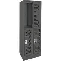 Anthony Steel Mfg. CLD2-121272-RB-PER_A127 Clean Line Lockers, 2 -tier, Bank of 2, 24" x 12" x 76", Steel, Charcoal, Rivet (Assembled), Perforated