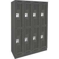 Anthony Steel Mfg. CLD4-121872-RB-PER_A127 Clean Line Lockers, 2 -tier, Bank of 4, 48" x 18" x 76", Steel, Charcoal, Rivet (Assembled), Perforated