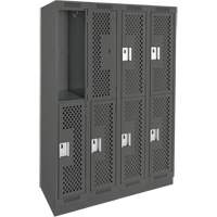 Anthony Steel Mfg. CLD4-121872-RB-PER_A127 Clean Line Lockers, 2 -tier, Bank of 4, 48" x 18" x 76", Steel, Charcoal, Rivet (Assembled), Perforated