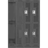 Anthony Steel Mfg. CLD4-121872-RB-PER_A127 Clean Line Lockers, 2 -tier, Bank of 4, 48" x 18" x 76", Steel, Charcoal, Rivet (Assembled), Perforated