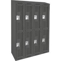 Anthony Steel Mfg. CLD4-121872-ST-PER_A127 Casiers Clean Line, 2 niveaux, Bloc de 4, 48" x 18" x 78", Acier, Charbon, Rivet (assembl&eacute;), Perfor&eacute;