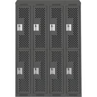 Anthony Steel Mfg. CLD4-121872-ST-PER_A127 Casiers Clean Line, 2 niveaux, Bloc de 4, 48" x 18" x 78", Acier, Charbon, Rivet (assembl&eacute;), Perfor&eacute;