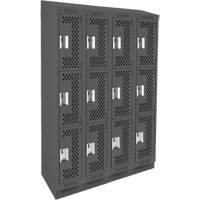 Anthony Steel Mfg. CLT4-121872RBST-PERA127 Clean Line Lockers, 3 -tier, Bank of 4, 48" x 18" x 82", Steel, Charcoal, Rivet (Assembled), Perforated