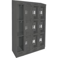 Anthony Steel Mfg. CLT4-121872RBST-PERA127 Clean Line Lockers, 3 -tier, Bank of 4, 48" x 18" x 82", Steel, Charcoal, Rivet (Assembled), Perforated