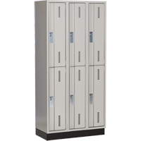 Perfix Inc. 2-121872-3-003-9363 Concorde Heavy-Duty Lockers, 2 -tier, Bank of 3, 36" x 18" x 76", Steel, Grey, Welded (Assembled)
