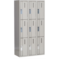Perfix Inc. 3-121872-3-9363 Concorde Heavy-Duty Lockers, 3 -tier, Bank of 3, 36" x 18" x 72", Steel, Grey, Welded (Assembled)