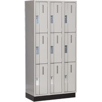 Perfix Inc. 3-121872-3-003-9363 Concorde Heavy-Duty Lockers, 3 -tier, Bank of 3, 36" x 18" x 76", Steel, Grey, Welded (Assembled)