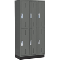 Perfix Inc. 2-121872-3-003-9364 Concorde Heavy-Duty Lockers, 2 -tier, Bank of 3, 36" x 18" x 76", Steel, Charcoal, Welded (Assembled)